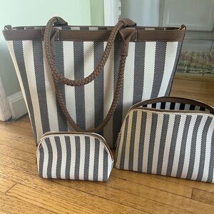 Rothy’s Cabana Stripe Lightweight Tote and Pouches